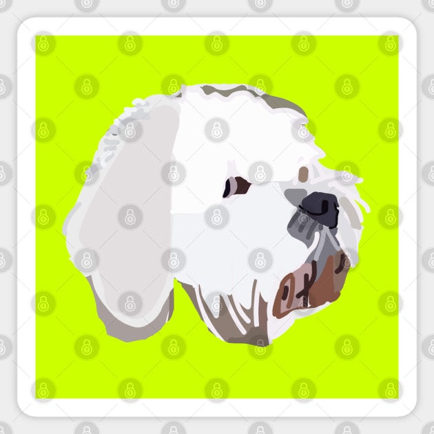 Bichon Frise Mix Dog Abstract Portrait Lime Sticker by ellenhenryart